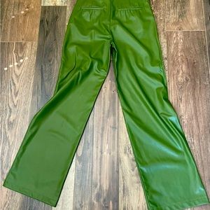 Zara faux leather green pants size small NWT